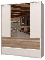 Čtyřdveřová šatní skříň se 2 zrcadly a led osvětlením artemisia - dub