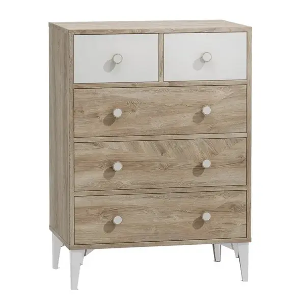 Zásuvková komoda kaylla - dub sofia, bílá