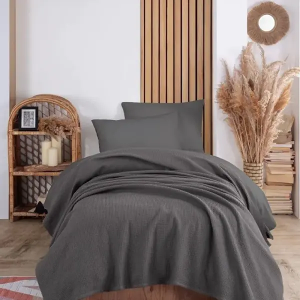 Přehoz 160x230 pique - tmavě šedá