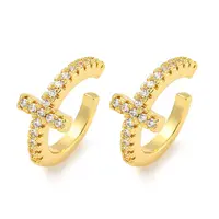 Brass Micro Pave Cubic Zirconia Cuff Earrings