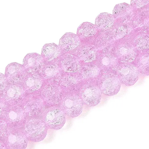 Transparent Crackle Glass Beads Strands