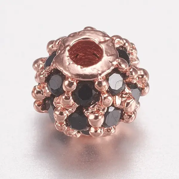 Brass Micro Pave Cubic Zirconia Beads