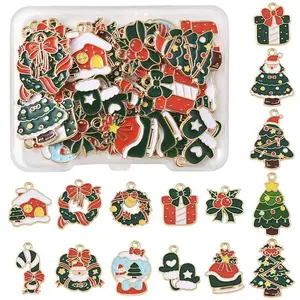 30Pcs 15 Styles Alloy Enamel Pendants