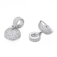 Brass Micro Pave Clear Cubic Zirconia Cord Ends