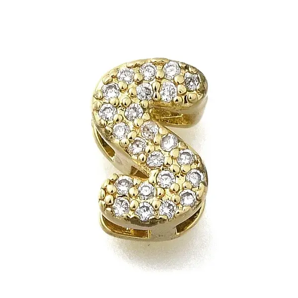 Brass Micro Pave Cubic Zirconia Letter Multi-Strand Links