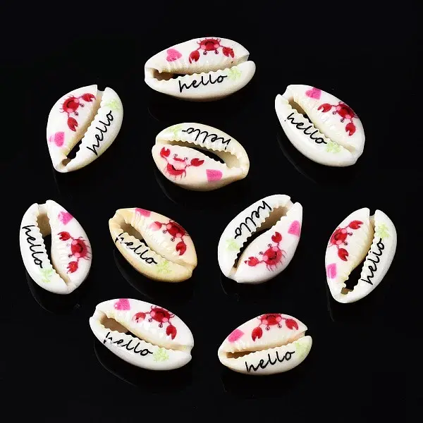 Printed Natural Cowrie Shell Beads