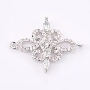 Brass Micro Pave Cubic Zirconia Links