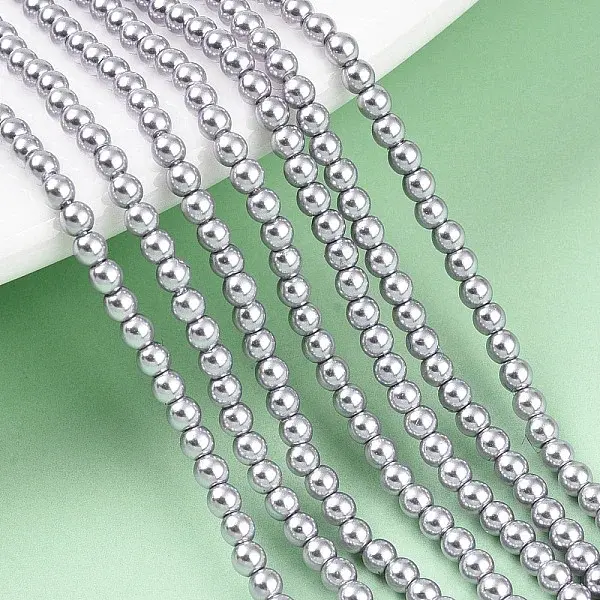 Baking Paint Pearlized Glass Pearl Bead Strands