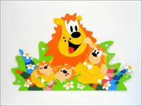 Dekorace na zeď lev s mláďaty 150x98cm