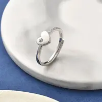 Brass Micro Pave Cubic Zirconia Adjustable Finger Rings for Women