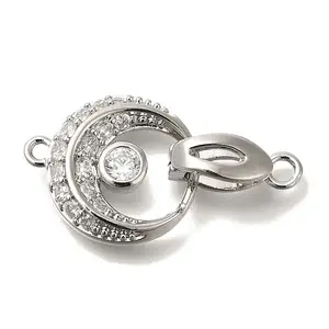 Brass Micro Pave Clear Cubic Zirconia Fold Over Clasps
