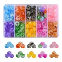 150Pcs 10 Colors Transparent Crackle Acrylic Beads
