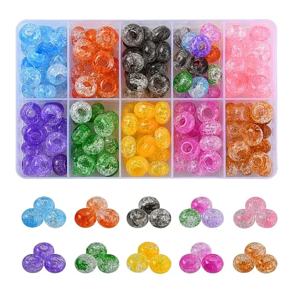 150Pcs 10 Colors Transparent Crackle Acrylic Beads
