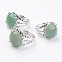 Adjustable Natural Green Aventurine Finger Rings