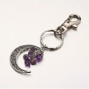 Natural Amethyst Pendant Keychain