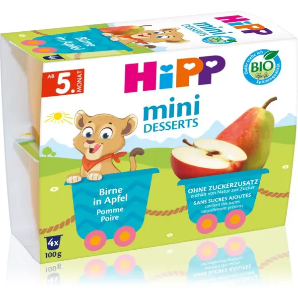 Hipp BIO jablká s hruškami ovocný príkrm 4x100 g