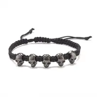 Skull Alloy Braided Bead Bracelet
