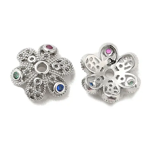 Brass Micro Pave Colorful Cubic Zirconia Bead Caps