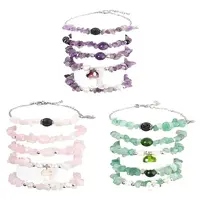 15Pcs 5 Style 3 Colors Natural Mixed Stone Beads Bracelets Sets
