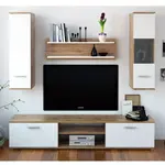 Obývací stěna, dub wotan / bílá, waw