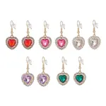 Alloy Rhinestone Heart Dangle Earrings
