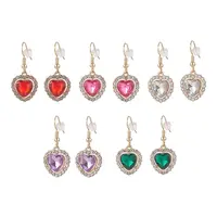 Alloy Rhinestone Heart Dangle Earrings