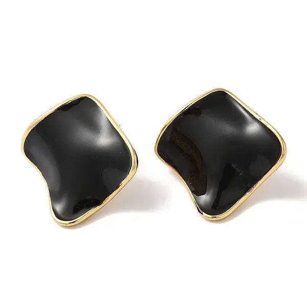 Rhombus Golden Ion Plating(IP) 304 Stainless Steel Stud Earrings for Women
