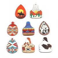 32Pcs 8 Style Single Face Printed Basswood Big Pendants