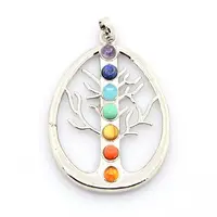 Vintage Chakra Jewelry Brass Gemstone Pendants