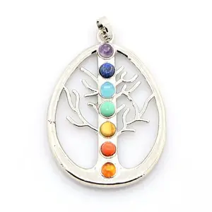 Vintage Chakra Jewelry Brass Gemstone Pendants