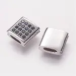 Brass Micro Pave Cubic Zirconia Beads