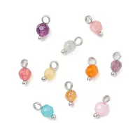 Natural Agate(Dyed & Heated) Faceted Round Charms