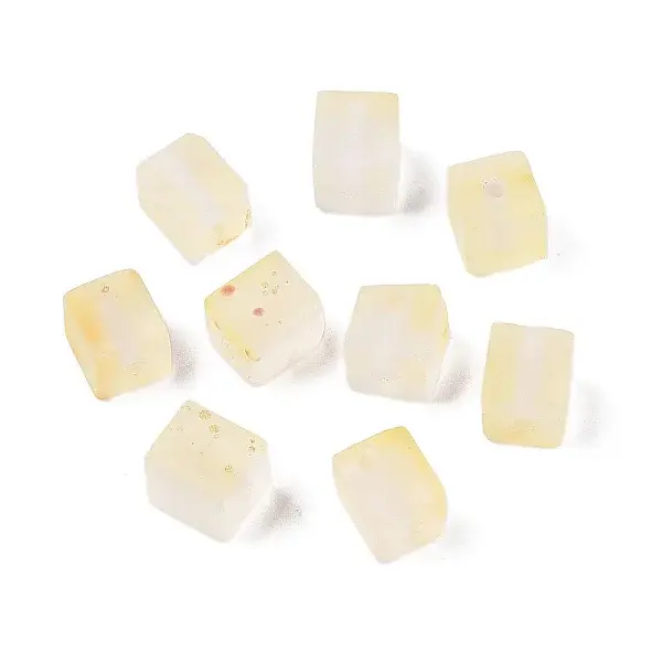Frosted Glass Beads with Golden Glitter Powder