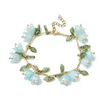 Flower Leaf Shell Pearl & Acrylic Charm Bracelets