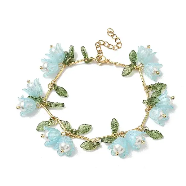 Flower Leaf Shell Pearl & Acrylic Charm Bracelets