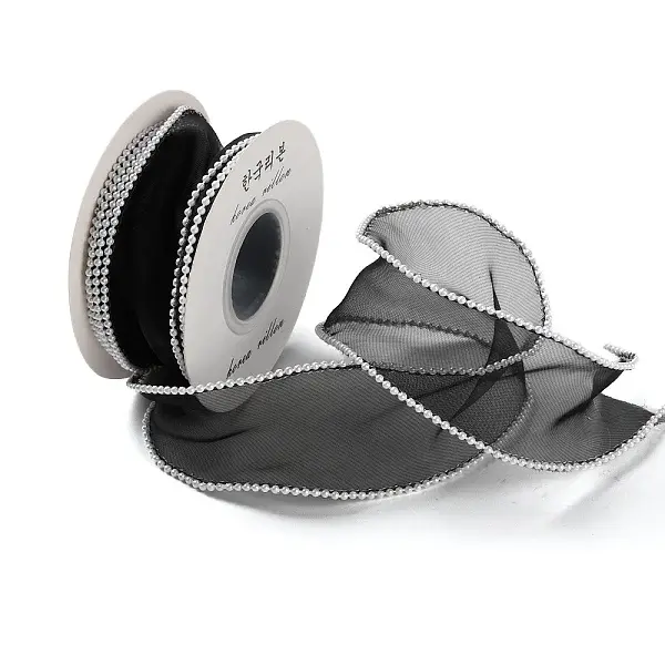 5 Yards ABS Pearl Edged Mesh Ribbon for Bowknot Making