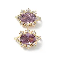 Brass Pave Dark Orchid Cubic Zirconia Multi-Strand Links