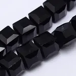 Faceted Cube Shaped Crystal Glass Beads Strands
