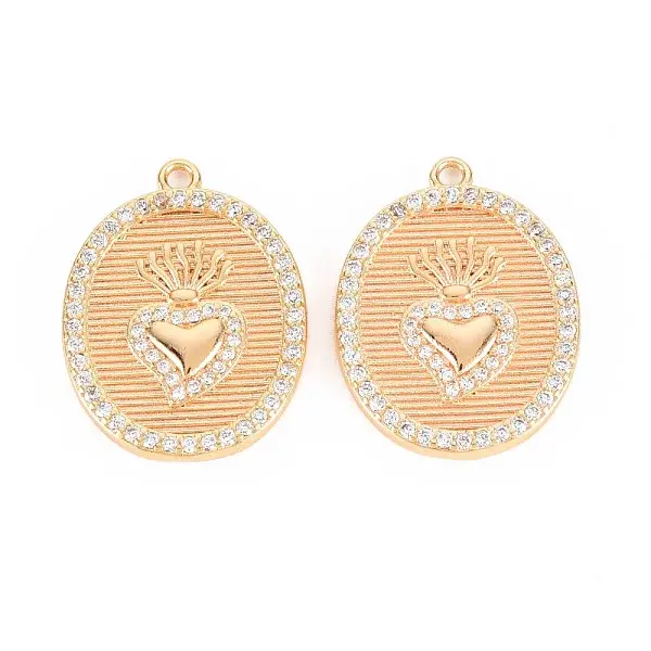 Brass Micro Pave Clear Cubic Zirconia Pendants