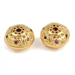 Brass Micro Pave Cubic Zirconia Beads