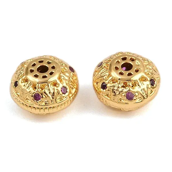 Brass Micro Pave Cubic Zirconia Beads