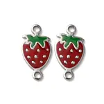 304 Stainless Steel Enamel Strawberry Connector Charms