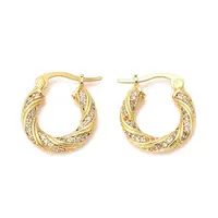 Left and Right Brass Micro Pave Cubic Zirconia Hoop Earrings