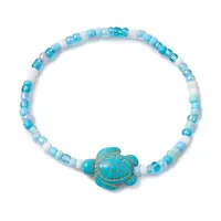 Dyed Synthetic Turquoise Beaded Stretch Bracelets for Kids