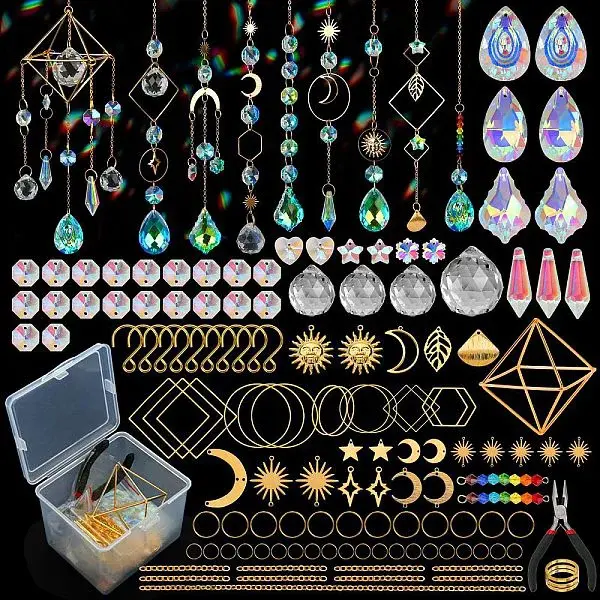 400Pcs DIY Glass Crystal Sun Catcher Hanging Decoration Sets