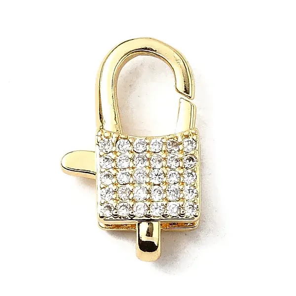 Brass Clear Cubic Zirconia Lobster Claw Clasps