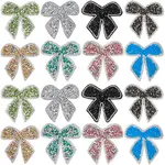 16Pcs 8 Styles Bowknot Hotfix Rhinestone Iron on Patches Appliques