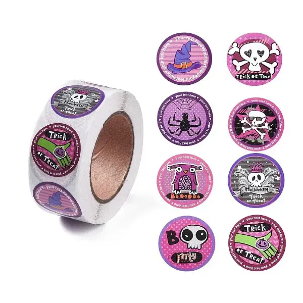 8 Patterns Round Dot Self Adhesive Paper Stickers Roll