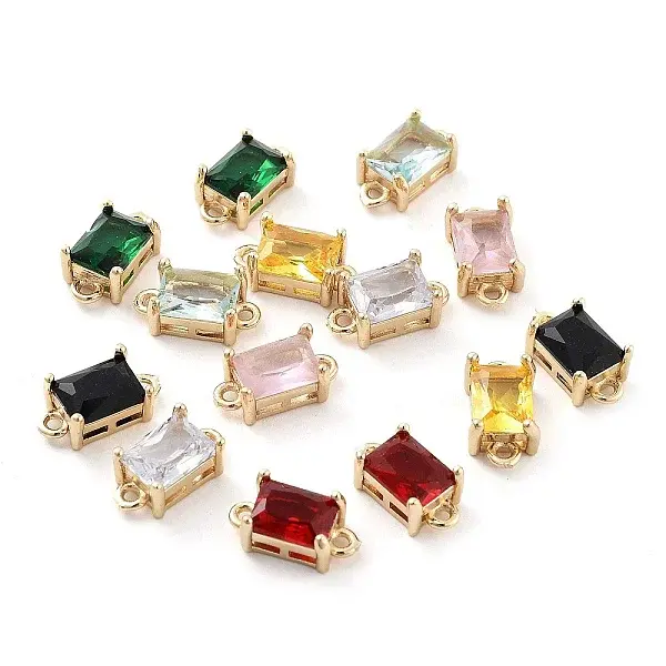 Brass Pave Faceted Glass Connector Charms