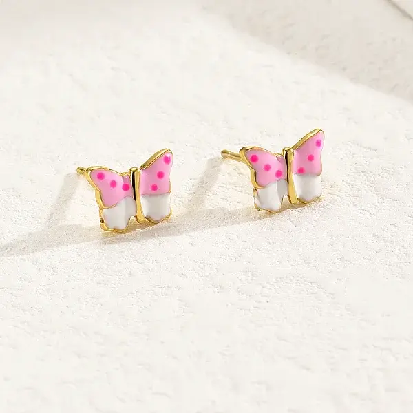 Elegant Brass Butterfly Stud Earrings